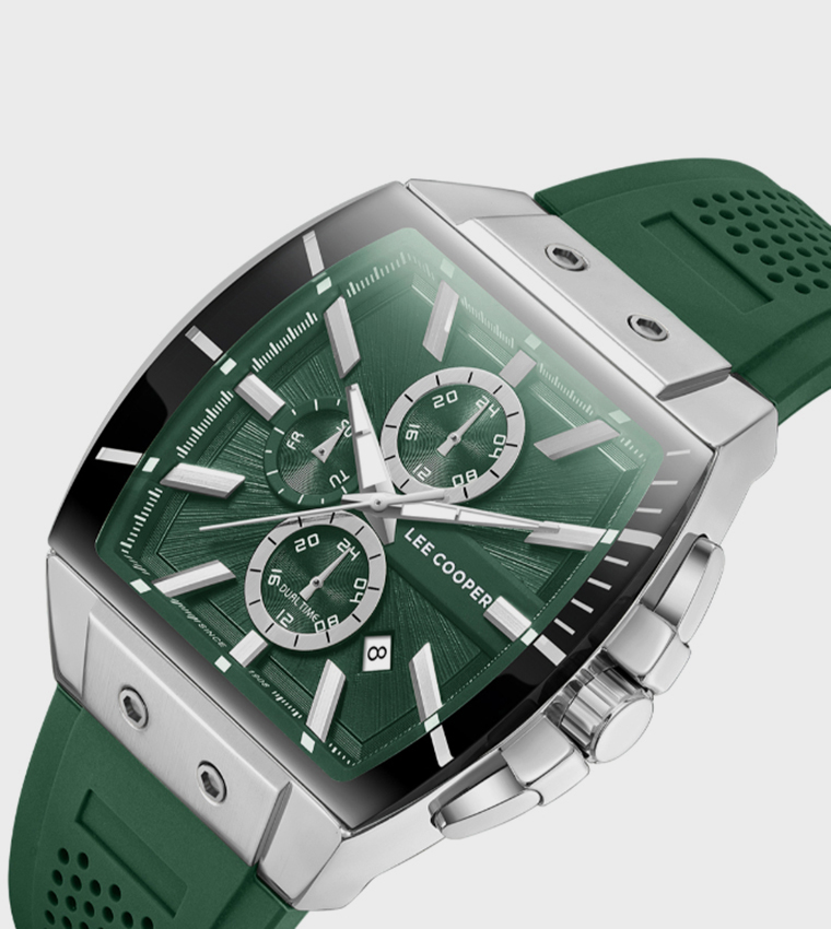 ساعة كرونوغراف بإطار أخضر داكن