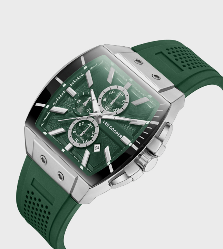 ساعة كرونوغراف بإطار أخضر داكن