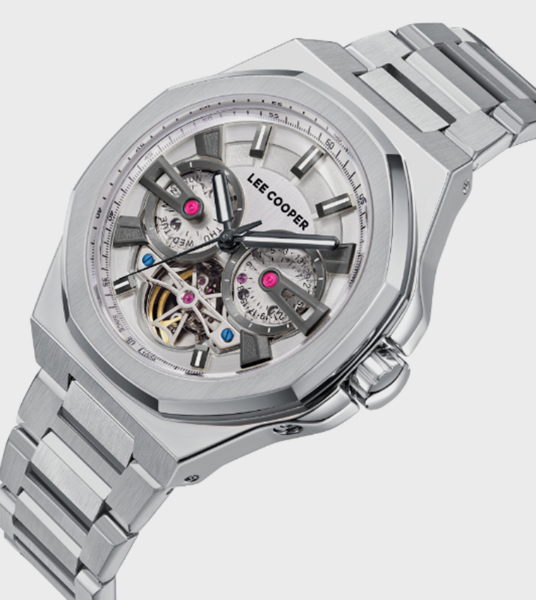 White Dial Metal Strap Automatic Watch