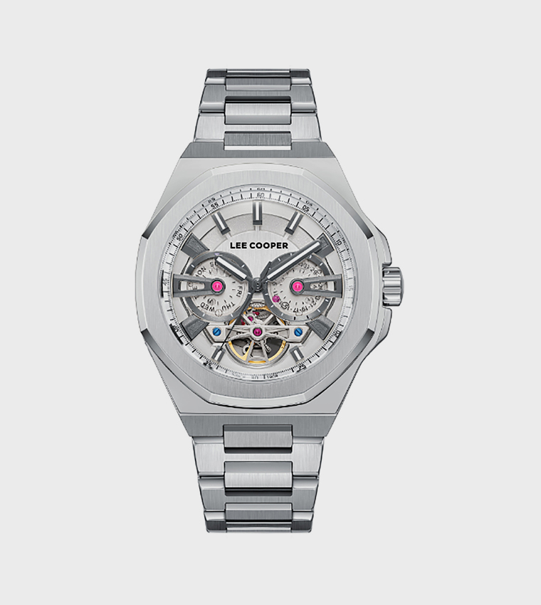 White Dial Metal Strap Automatic Watch