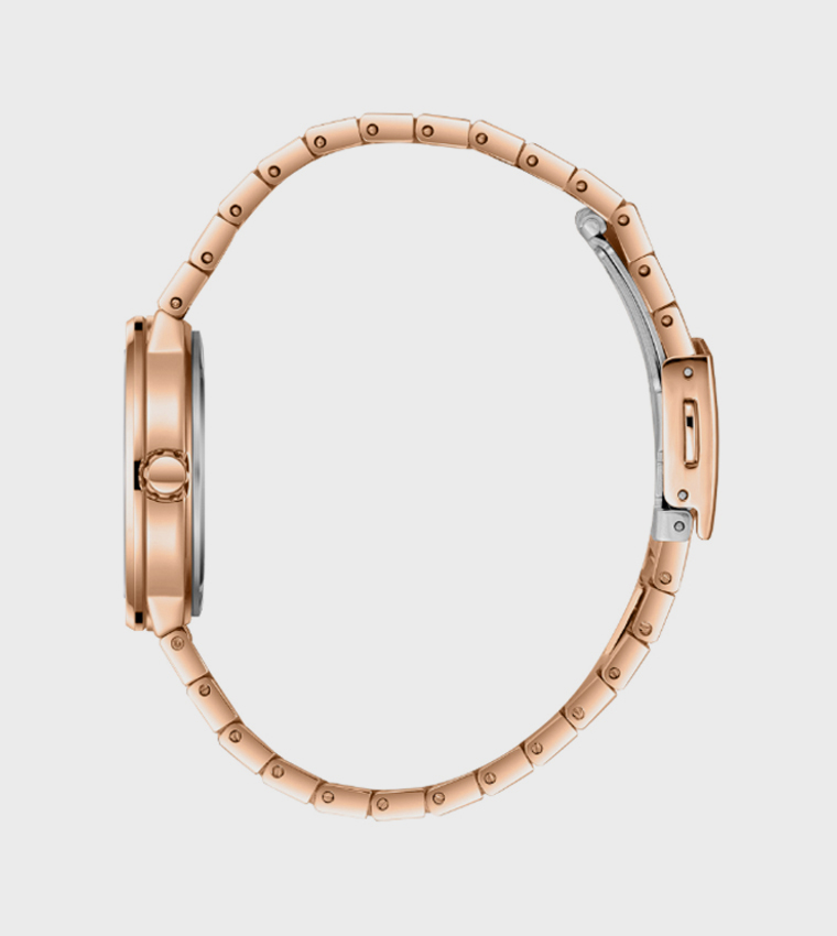 Rose Gold Dial Analog Display with Metal Strap