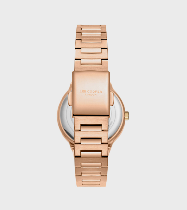 Rose Gold Dial Analog Display with Metal Strap
