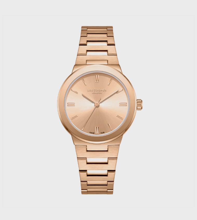 Rose Gold Dial Analog Display with Metal Strap