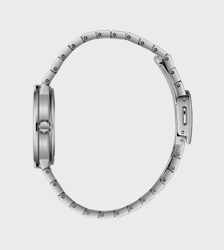 Silver Dial Analog Watch with Metal Strap