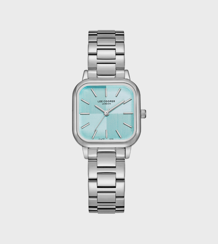 Blue Dial Analog Watch with Metal Strap