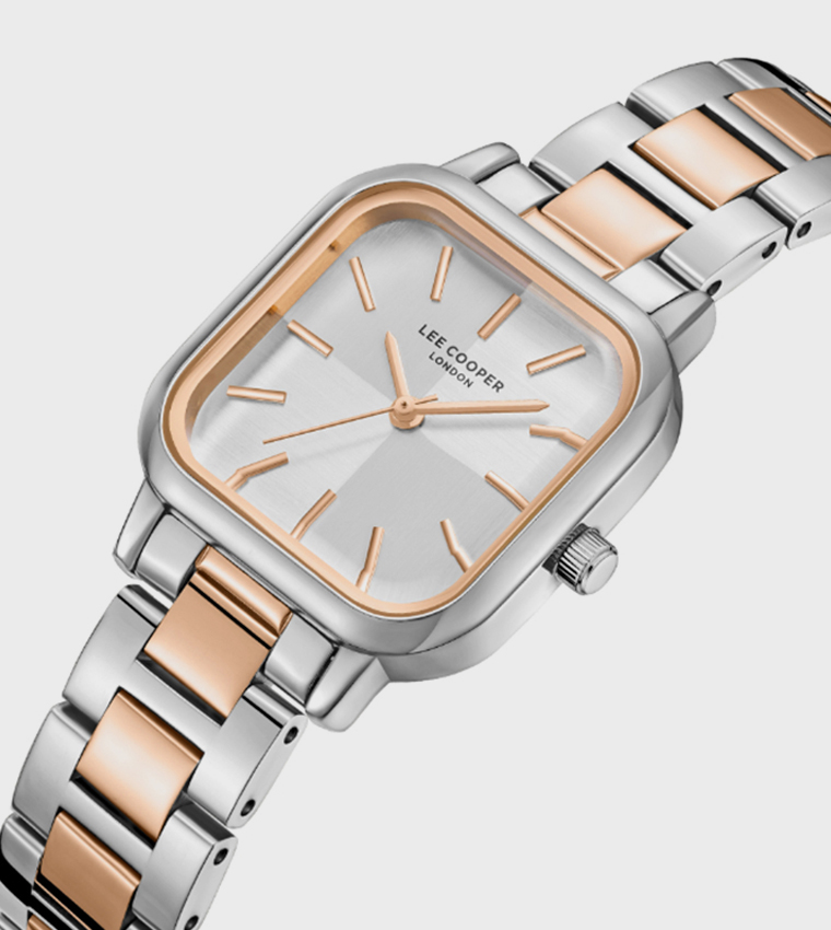 Grey Dial Analog Watch with Metal Strap