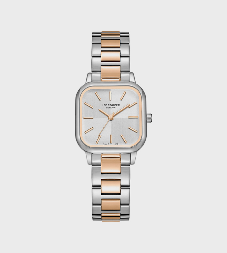 Grey Dial Analog Watch with Metal Strap