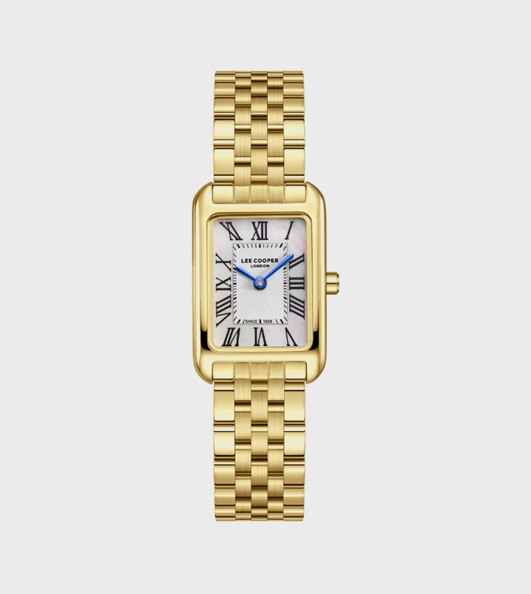 White Dial Analog Watch with Metal Strap