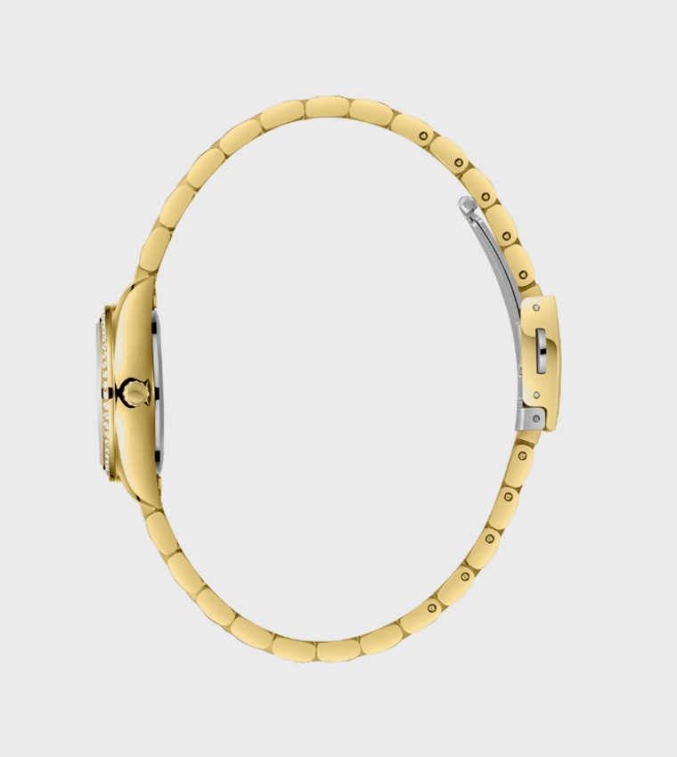 Green Dial Analog Watch with Metal Strap