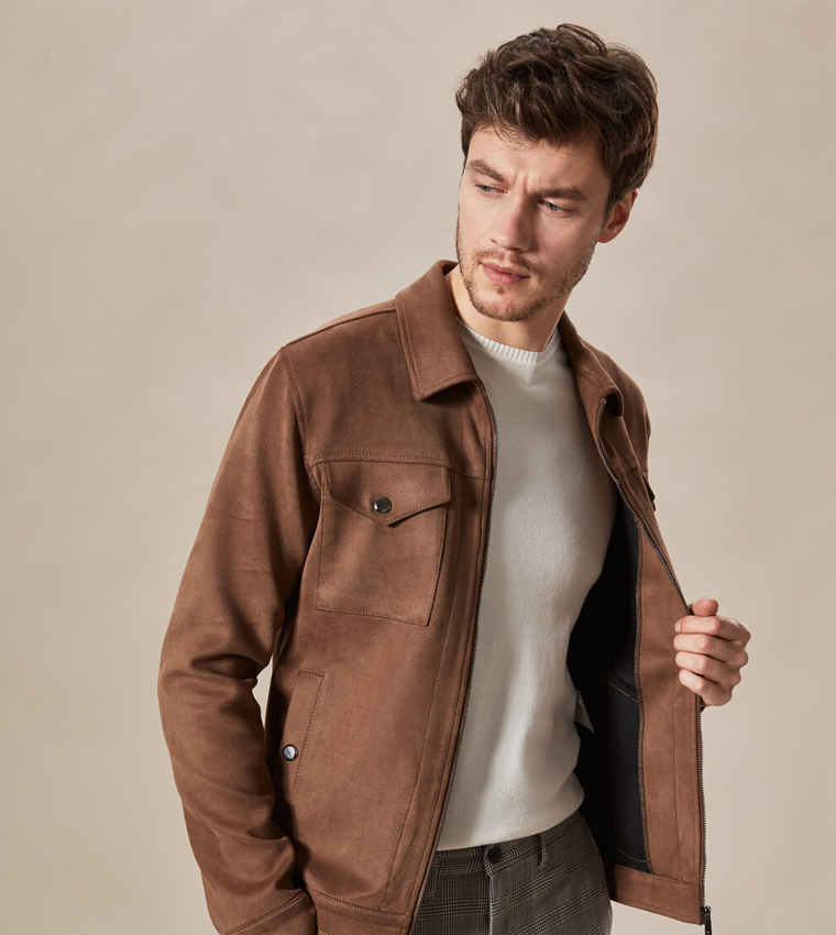 Buy LC Waikiki Woven Jacket Camel In Brown | 6thStreet UAE