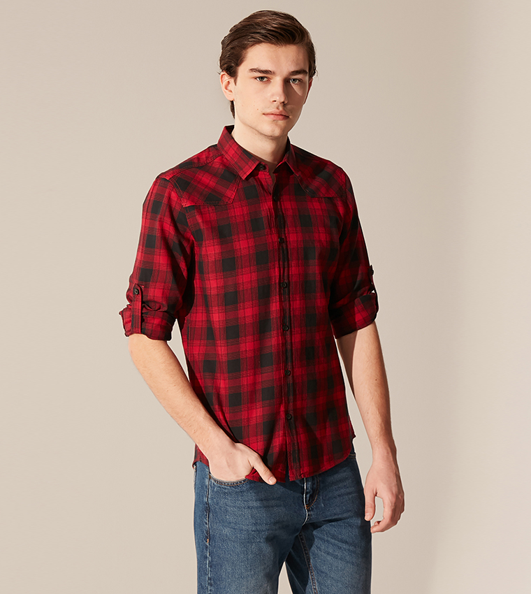 Muscle fit sales flannel shirt