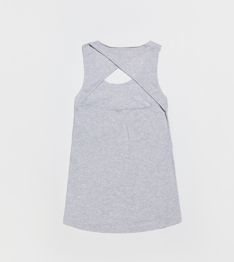 Plain Single Jersey Swimwear Top-Grey