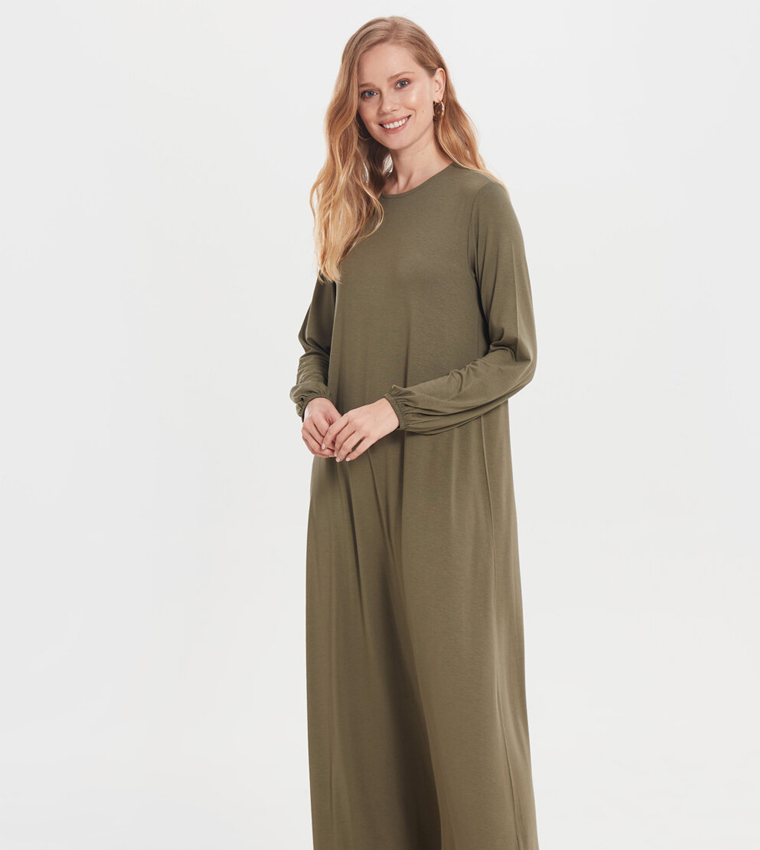 Buy LC Waikiki Jersey Dress Khaki In Green 6thStreet Bahrain