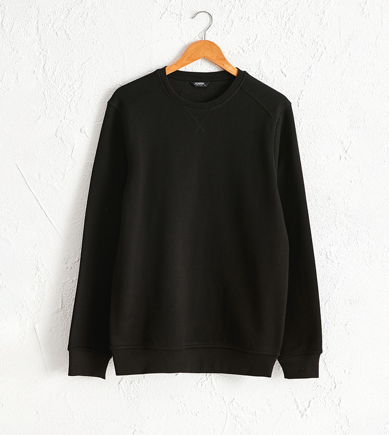 Buy LC Waikiki Comfortable Fit Crew Neck Basic Sweatshirt Black In Black 6thStreet Kuwait
