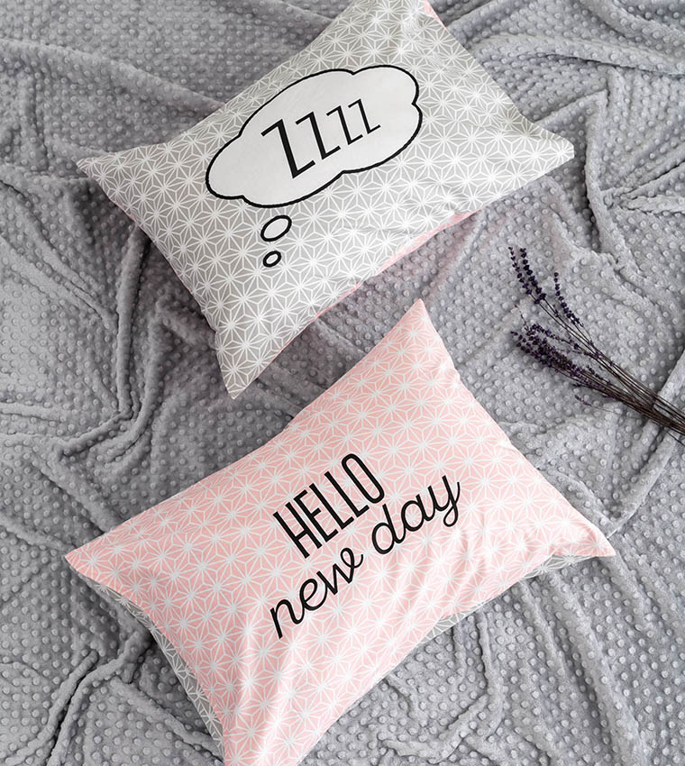 Printed Pillow Case 2 Pcs Black 6