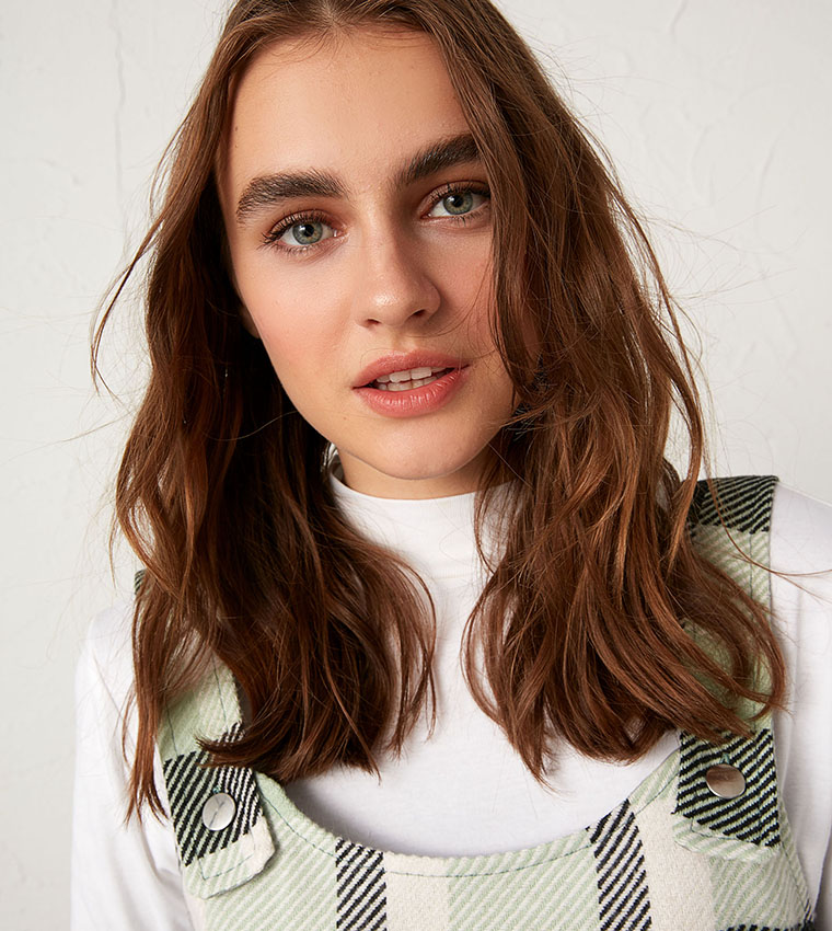 Chequered Overall Dress-Green