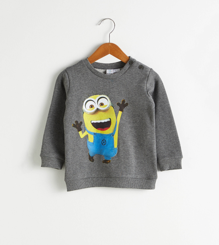 Buy LC Waikiki Baby Boy Minions Printed Sweatshirt Anthracite