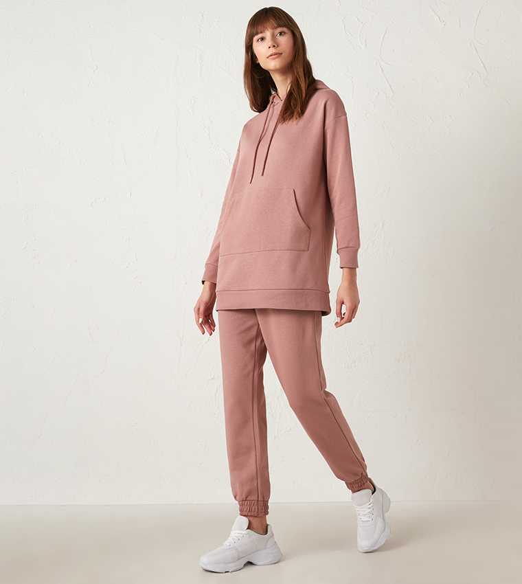 Plain Tunic With Hood-Pink