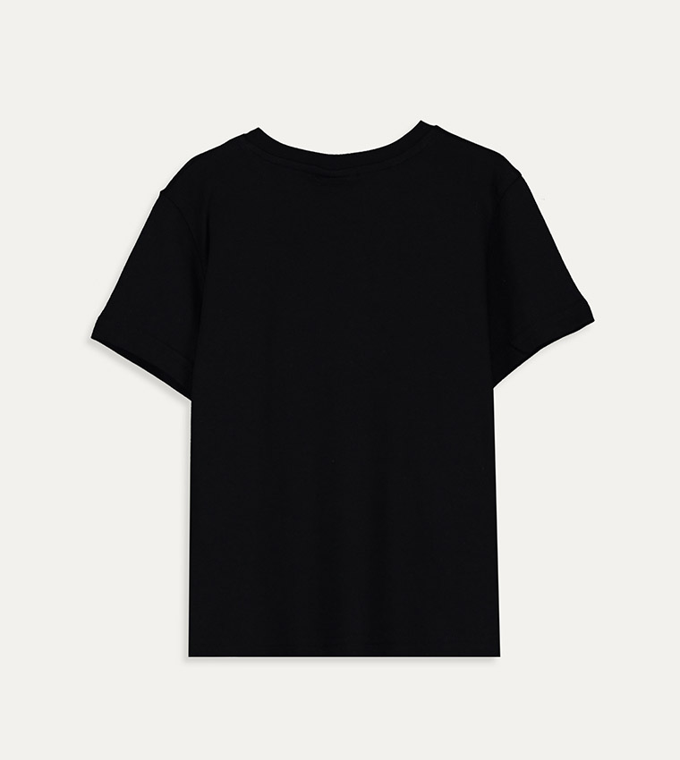 Plain Crew Neck Short Sleeve Standard Fit Single Jersey T-Shirt-New Black