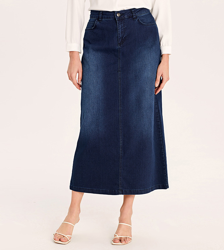 High Rise Jean Skirt-Dark Rodeo