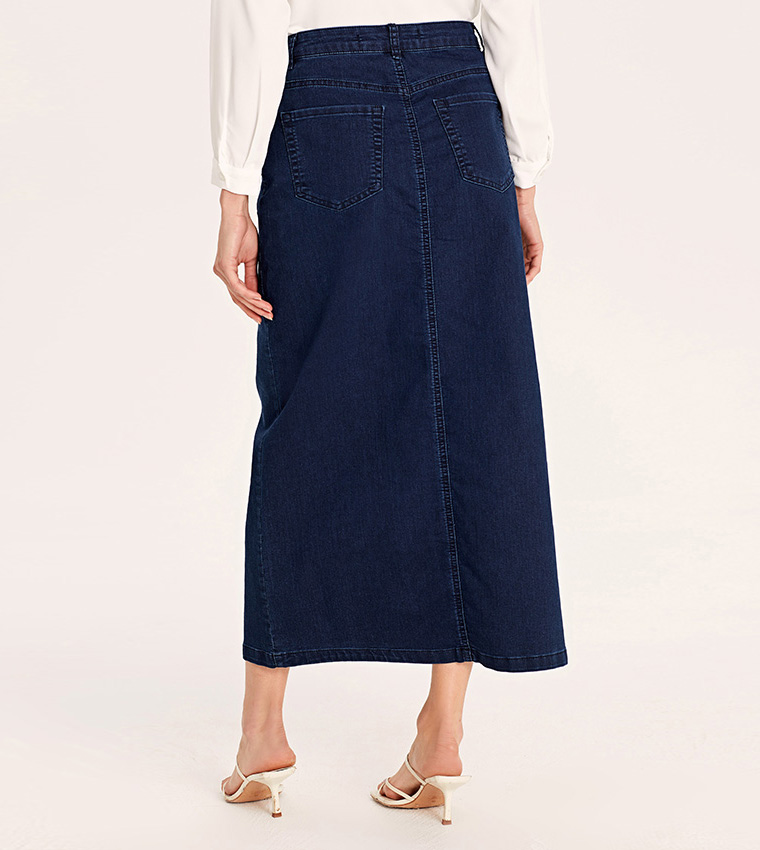 High Rise Jean Skirt-Dark Rodeo