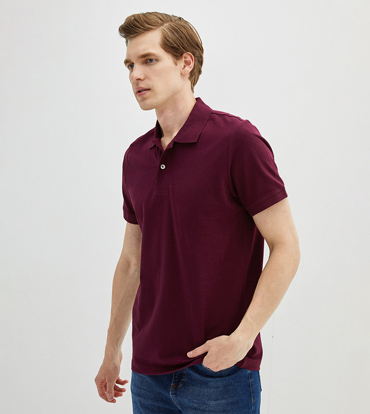 Buy LC Waikiki Basic Polo Neck Short Sleeve T Shirt In Red