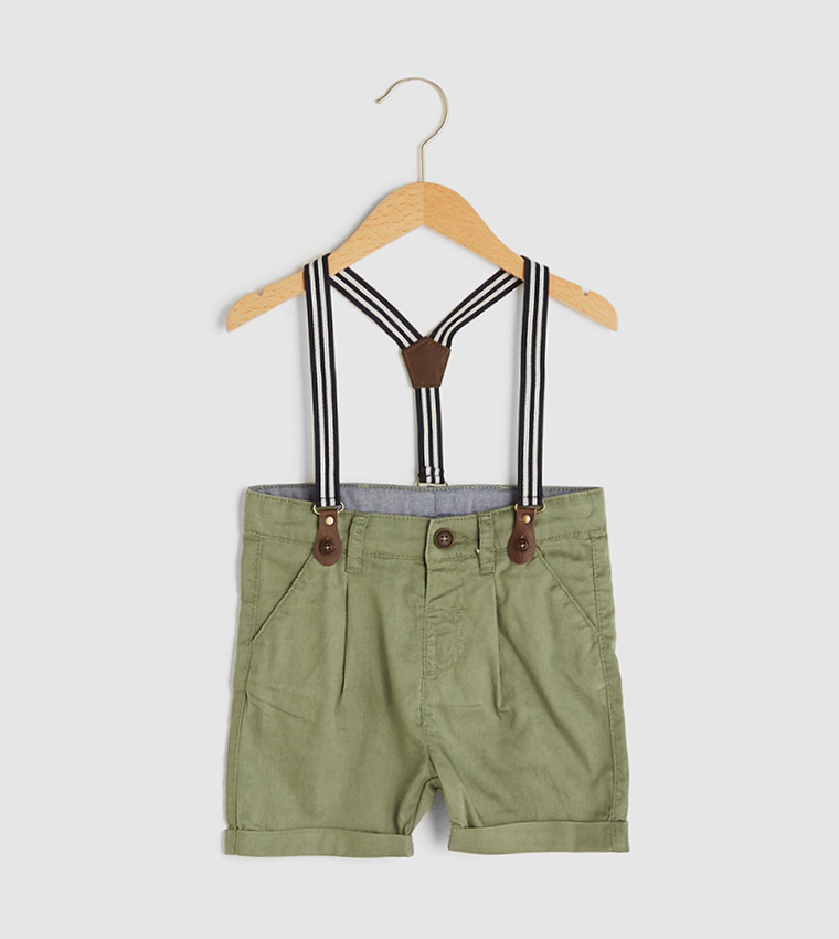 Basic Baby Boy Shorts And Suspenders Set Of 2
