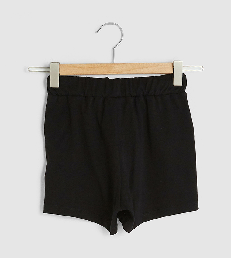 Buy LC Waikiki Basic Cotton Shorts With Elastic Waist Black In Black