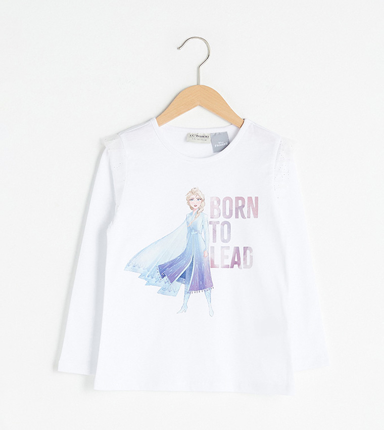 Buy LC Waikiki Crew Neck Elsa Printed Long Sleeve Cotton Girls T