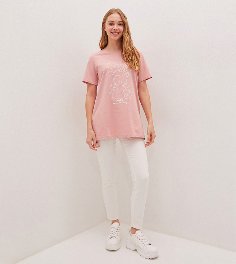 Crew Neck Printed Short Sleeve T-Shirt