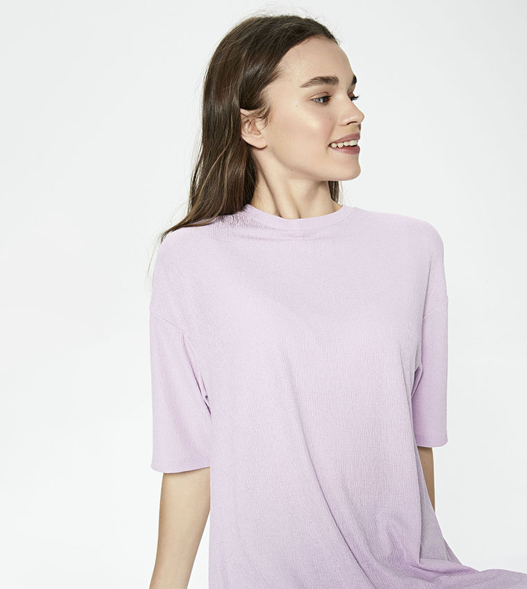 Crew Neck Straight Short Sleeve Tunic