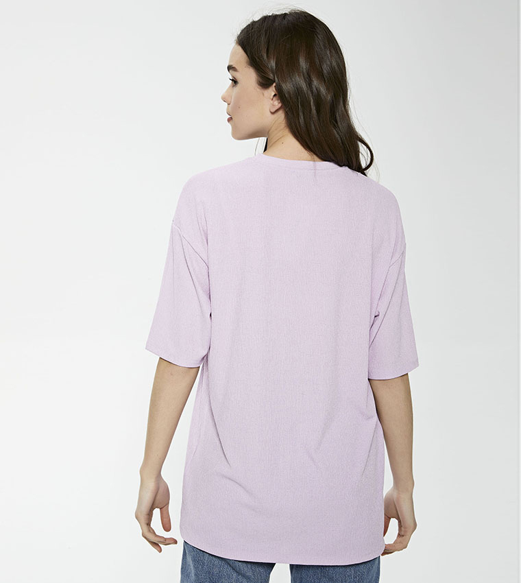 Crew Neck Straight Short Sleeve Tunic