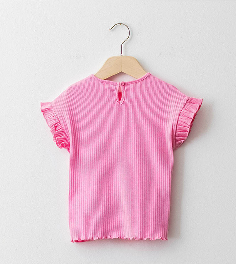 Crew Neck Short Sleeve Embroidered Baby Girl T-Shirt