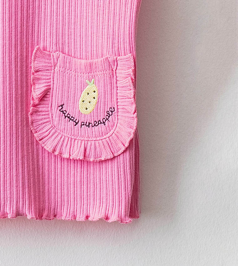 Crew Neck Short Sleeve Embroidered Baby Girl T-Shirt