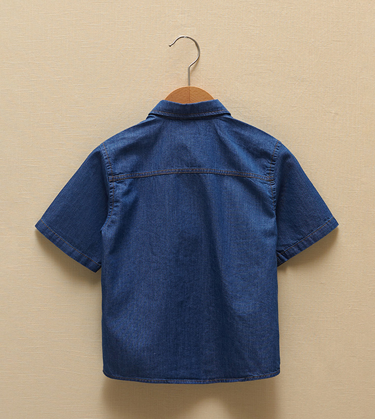 Buy LC Waikiki Short Sleeve Basic Cotton Baby Boy Jean Shirt In Blue