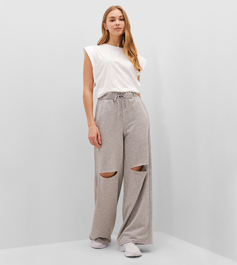 Buy LC Waikiki Sweatpants With Elastic Waist Ripped Detailed