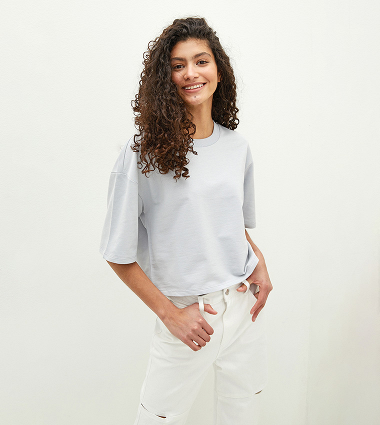 Crew Neck Straight Short Sleeve T-Shirt
