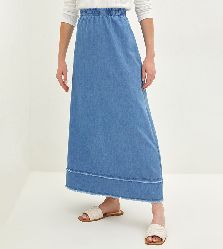 Elastic hot sale jean skirt