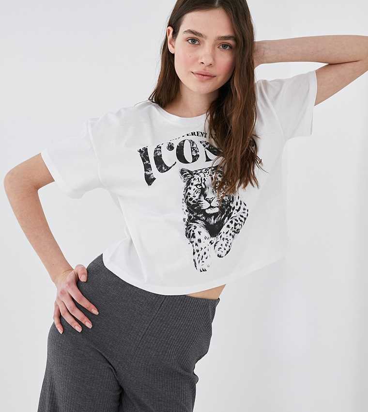 Crew Neck Printed Short Sleeve T-Shirt