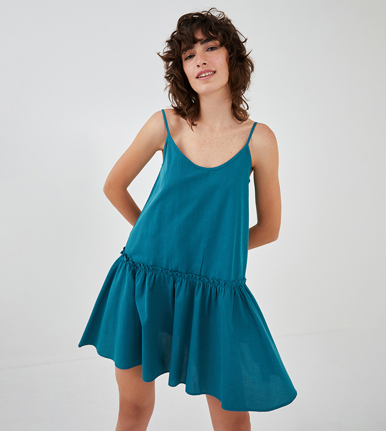Xside U-Neck Strap Straight A-Line Dress