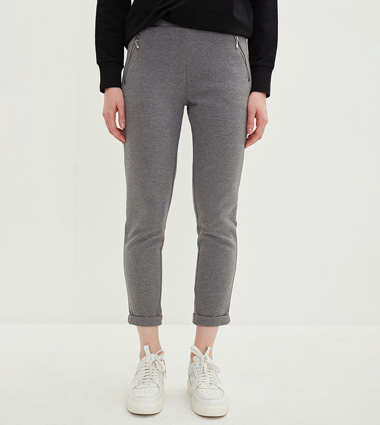 solid elastic waist sweatpants