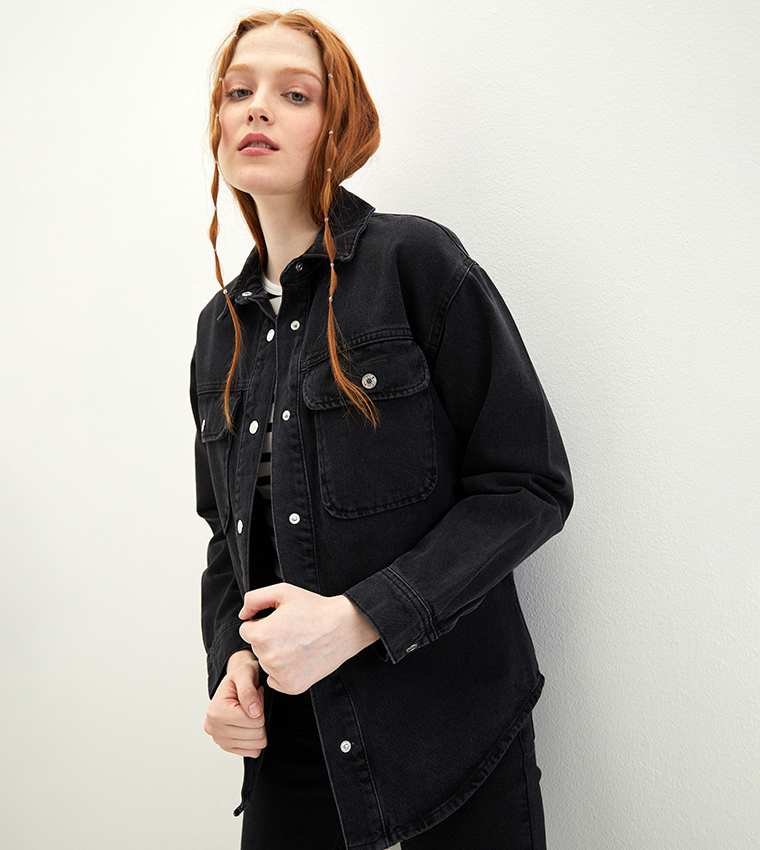 Womens black hot sale jean shirt