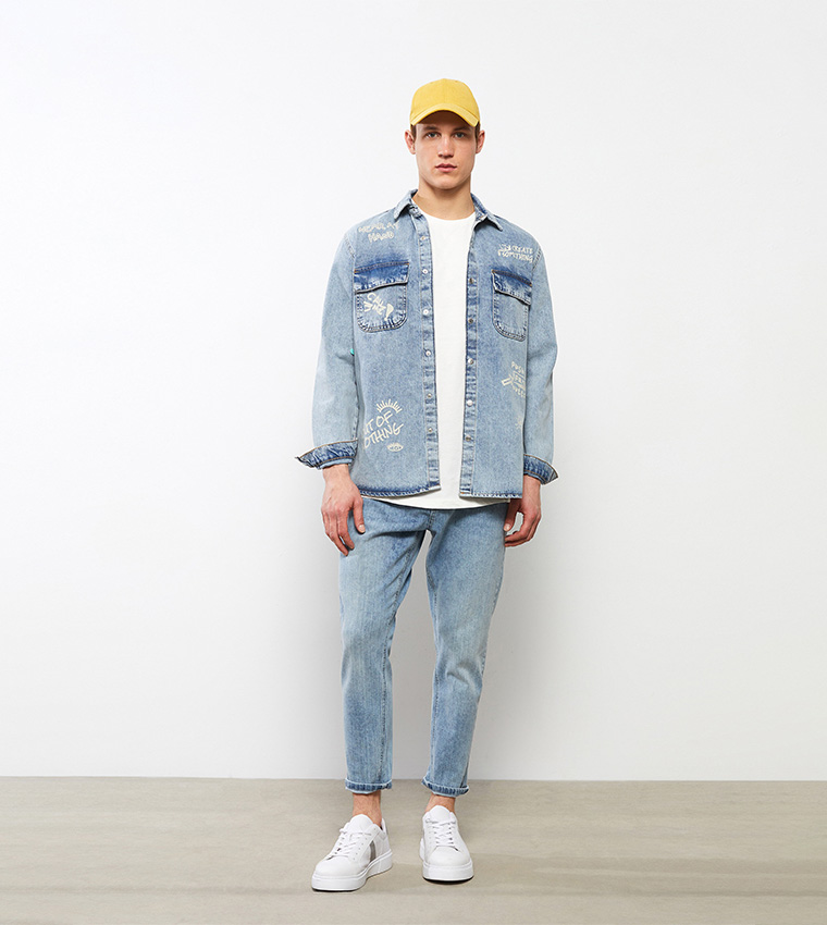 LC Waikiki Printed Casual Denim Jacket 