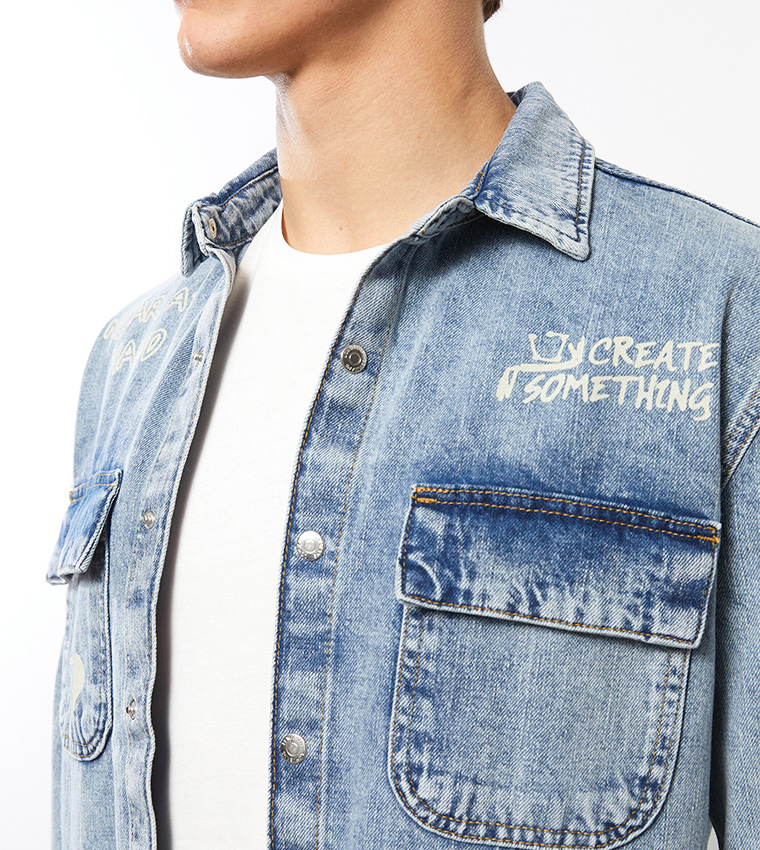 LC Waikiki Printed Casual Denim Jacket 