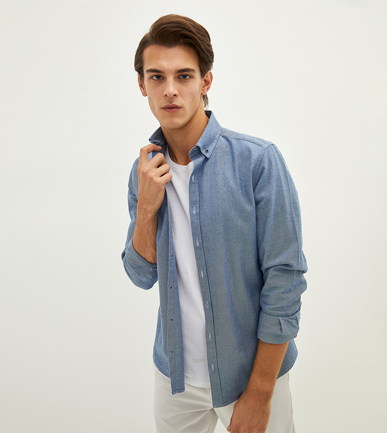 Basic Slim Fit Gabardine Shirt