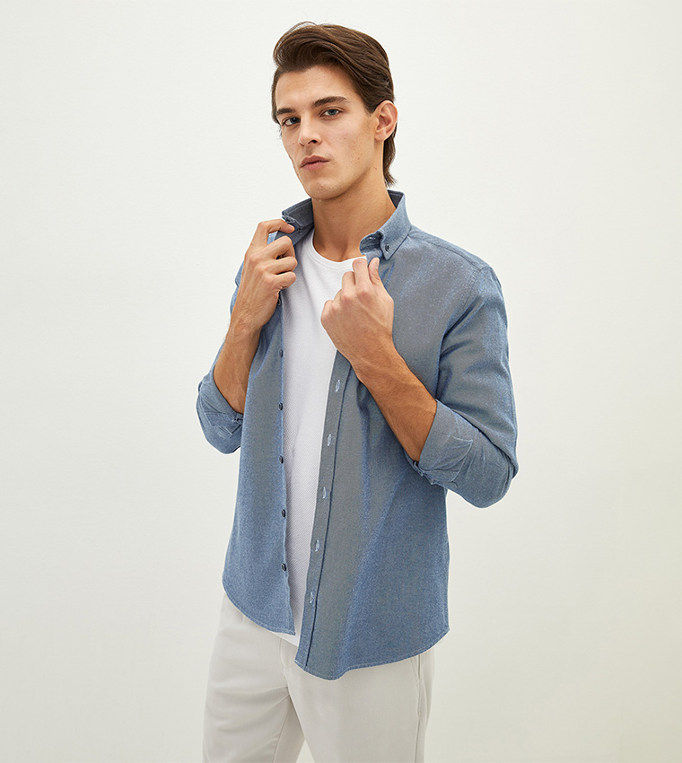 Basic Slim Fit Gabardine Shirt