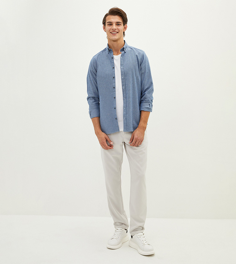 Basic Slim Fit Gabardine Shirt