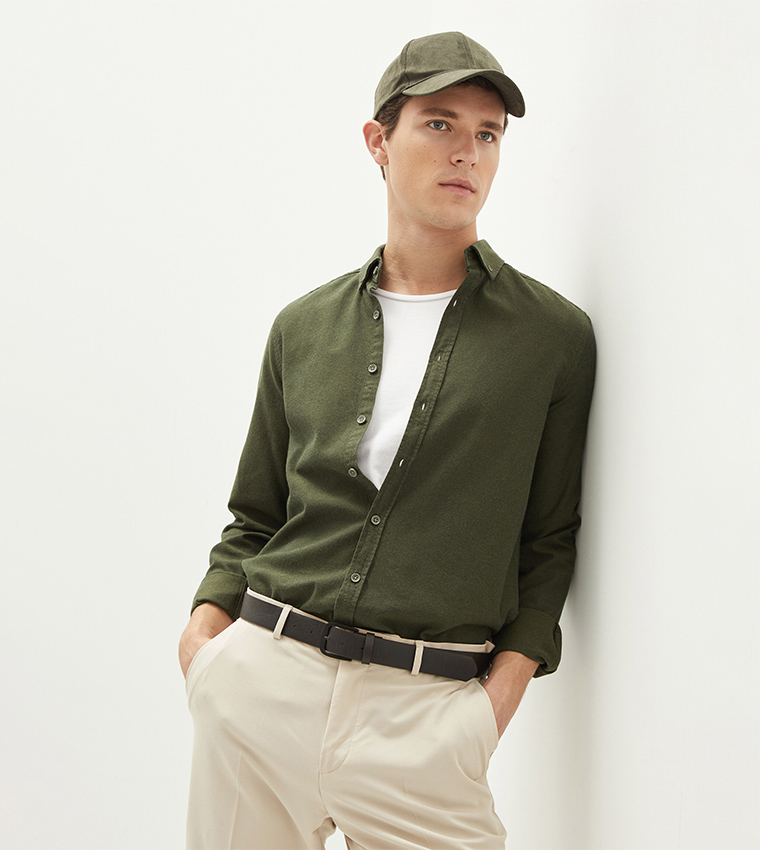 Basic Slim Fit Gabardine Shirt