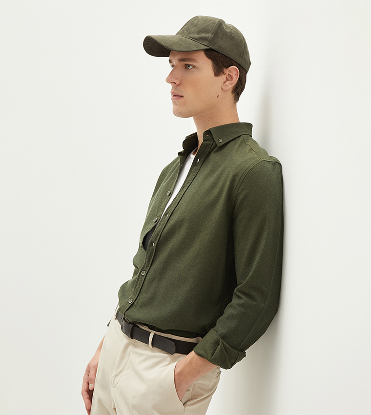 Basic Slim Fit Gabardine Shirt