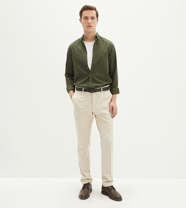 Basic Slim Fit Gabardine Shirt